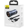 Set Incarcator Auto Baseus Golden Contactor Pro Dual 2x USB Quick Charger + Cablu USB la Type-C ,1 m Dark Gray 