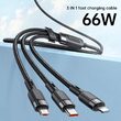 Cablu Super Fast Charging Lightning, MicroUSB si Type-C Mcdodo Grenade Series 3 in 1 Black