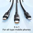 Cablu Super Fast Charging Lightning, MicroUSB si Type-C Mcdodo Grenade Series 3 in 1 Black