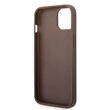 Husa iPhone 14 Guess Leather 4G Metal Logo Brown