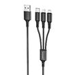 Cablu Borofone BX50 Fresco 3 in 1 USB la Lightning, MicroUSB si Type-c, 2.4A, 1m, Negru