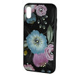 Carcasa iPhone X / XS Just Must Glass Diamond Print Flowers Black Background