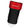 Lemontti Set Incarcator Auto 3.1A 2 porturi USB-A si cablu Type-C 1m Negru / Rosu