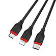 Cablu Borofone BX17 Enjoy 3 in 1 USB la Lightning, MicroUSB si Type-c, 2.4A, 1m, Negru