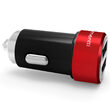 Lemontti Set Incarcator Auto 3.1A 2 porturi USB-A si cablu Type-C 1m Negru / Rosu