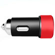 Lemontti Set Incarcator Auto 3.1A 2 porturi USB-A si cablu Type-C 1m Negru / Rosu