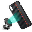 Husa iPhone XS / X Meleovo Carbon Black & Red (placuta metalica integrata)
