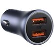 Set Incarcator Auto Baseus Golden Contactor Pro Dual 2x USB Quick Charger + Cablu USB la Type-C ,1 m Dark Gray 