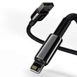 Cablu USB la Lightning Baseus Tungsten Gold Fast Charging 2.4A Black (1m, impletitura nylon)