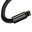 Cablu USB la Lightning Baseus Tungsten Gold Fast Charging 2.4A Black (1m, impletitura nylon)