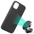 Husa iPhone 11 Pro Meleovo Saffiano Magnetic Black (placuta metalica integrata)