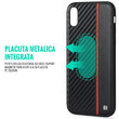Husa iPhone XS / X Meleovo Carbon Black & Red (placuta metalica integrata)
