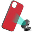 Husa iPhone 11 Pro Max Meleovo Saffiano Magnetic Red (placuta metalica integrata)
