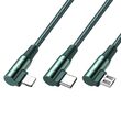 Cablu Lightning, MicroUSB si Type-C Mcdodo 3 in 1 90 Degree Green (3A, 1.2m)