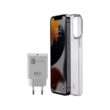 Pachet Husa+Incarcator Retea Cellularline pentru iPhone 13 Mini Transparent