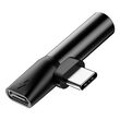 Adaptor Type-C la port Type-C si port Jack 3.5mm Baseus L41 Black (1A max, 2 in 1)