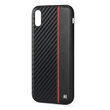 Husa iPhone XS / X Meleovo Carbon Black & Red (placuta metalica integrata)