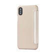 Husa iPhone X / XS Meleovo Smart Flip Gold (spate mat perlat si fata cu aspect metalic)