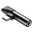 Adaptor Type-C la port Type-C si port Jack 3.5mm Baseus L41 Black (1A max, 2 in 1)