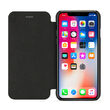 Husa iPhone X / XS Meleovo Smart Flip Black (spate mat perlat si fata cu aspect metalic)