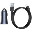 Set Incarcator Auto Baseus Golden Contactor Pro Dual 2x USB Quick Charger + Cablu USB la Type-C ,1 m Dark Gray 