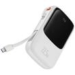 Baseus Acumulator extern Q Pow Digital Display Incarcare Rapida, QC/PD, 10000mAh, 22.5W, cablu integrat Type-C, Alb