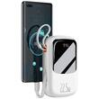 Baseus Acumulator extern Q Pow Digital Display Incarcare Rapida, QC/PD, 20000mAh, 22.5W, cablu integrat Type-C, Alb