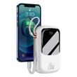 Baseus Acumulator extern Q Pow Digital Display Incarcare Rapida, QC/PD, 20000mAh, 20W, cablu integrat Lightning, Alb