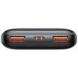 Baseus Acumulator extern Bipow Pro Digital Display 10000mAh 22.5W, 2x USB, 1x USB type C + cablu USB 3A, Negru