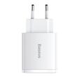 Baseus Incarcator Retea Compact Quick Charge 30W, 2 x USB 5V/3A, 1 x USB Type-C 5V/3A, Alb 