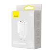Baseus Incarcator Retea Compact Quick Charge 30W, 2 x USB 5V/3A, 1 x USB Type-C 5V/3A, Alb 