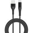 Lemontti Cablu Bending Aluminum USB-A la Type-C, Fast Charge, 1.5m, Negru