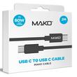 Mako Cablu Fast Charge PD 66W Type-C la Type-C, 2m, Black