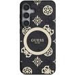 Guess Husa 4G Gold Electroplated Peony Pattern Samsung Galaxy S25 Negru