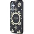 Guess Husa 4G Gold Electroplated Peony Pattern Samsung Galaxy S25 Negru