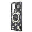 Guess Husa 4G Gold Electroplated Peony Pattern Samsung Galaxy S25 Ultra Negru