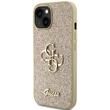Guess Husa Fixed Glitter 4G Metal Logo iPhone 15 Auriu