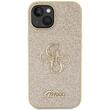 Guess Husa Fixed Glitter 4G Metal Logo iPhone 15 Auriu