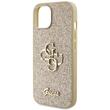 Guess Husa Fixed Glitter 4G Metal Logo iPhone 15 Auriu