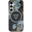Guess Husa Glitter Flowers Triangle Buttons MagSafe Samsung Galaxy S25 Negru