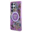 Guess Husa Glitter Flowers Triangle Buttons MagSafe Samsung Galaxy S25 Ultra Mov