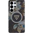 Guess Husa Glitter Flowers Triangle Buttons MagSafe Samsung Galaxy S25 Ultra Negru