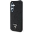 Guess Husa Grained Hot Stamp Peony Pattern Triangle MagSafe Samsung Galaxy S25 Negru