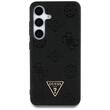 Guess Husa Grained Hot Stamp Peony Pattern Triangle MagSafe Samsung Galaxy S25 Negru