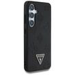 Guess Husa Grained Hot Stamp Peony Pattern Triangle MagSafe Samsung Galaxy S25 Negru