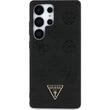Guess Husa Grained Hot Stamp Peony Pattern Triangle MagSafe Samsung Galaxy S25 Ultra Negru