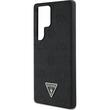 Guess Husa Grained Hot Stamp Peony Pattern Triangle MagSafe Samsung Galaxy S25 Ultra Negru