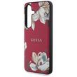 Guess Husa Grained Printed Flower Pattern MagSafe Samsung Galaxy S25 Fuchsia