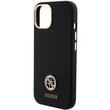 Guess Husa Liquid Silicone 4G Strass Metal Logo iPhone 15 Negru