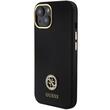 Guess Husa Liquid Silicone 4G Strass Metal Logo iPhone 15 Negru